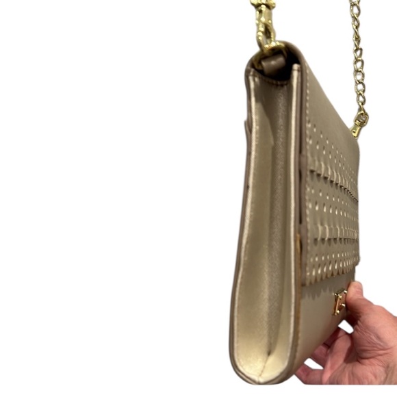 Anne Klein Laser Cut Gold Shoulder Bag EUC - Picture 9 of 12